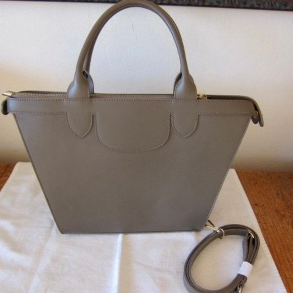 Laura Di Maggio, Italy, Grey Leather Handbag with Shoulder Strap